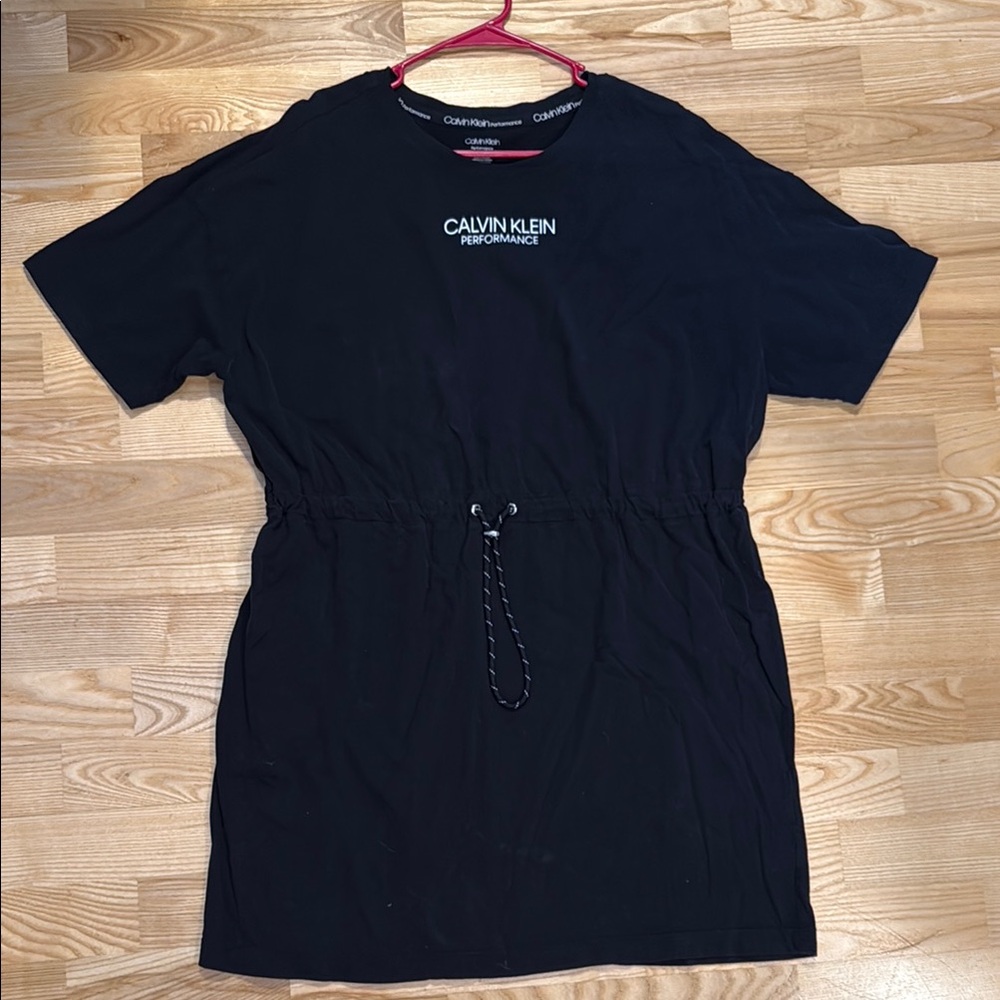 Calvin Klein Black Short Sleeve Dress with Adjustable Waist